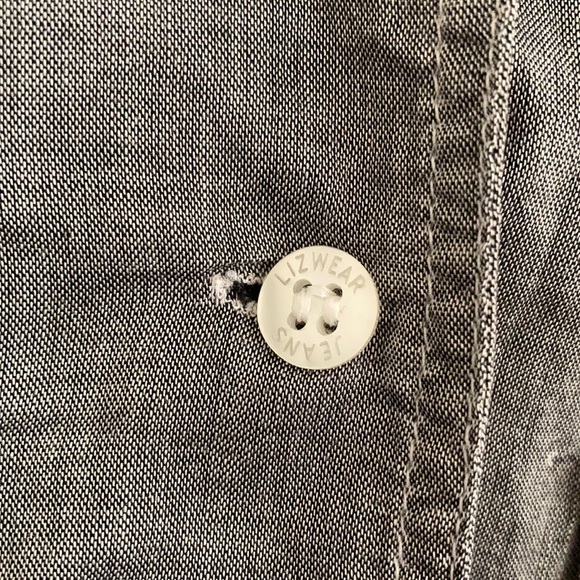 Liz Claiborne Gray Cotton Button Up tunic blouse - Picture 2 of 8